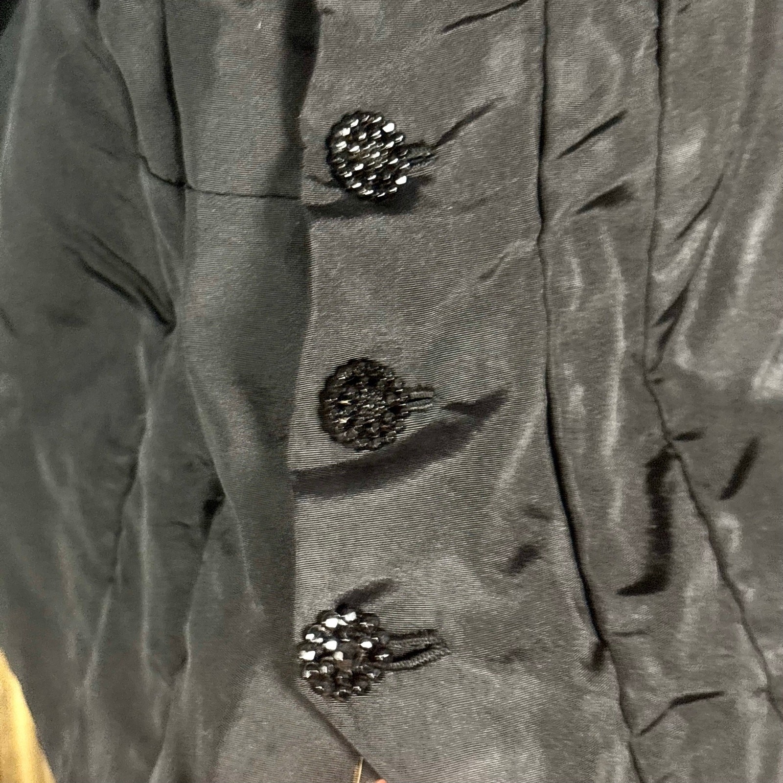 Antique 1890s Victorian Black Silk Mourning Coat Jet Beaded Tailcoat Jacket
