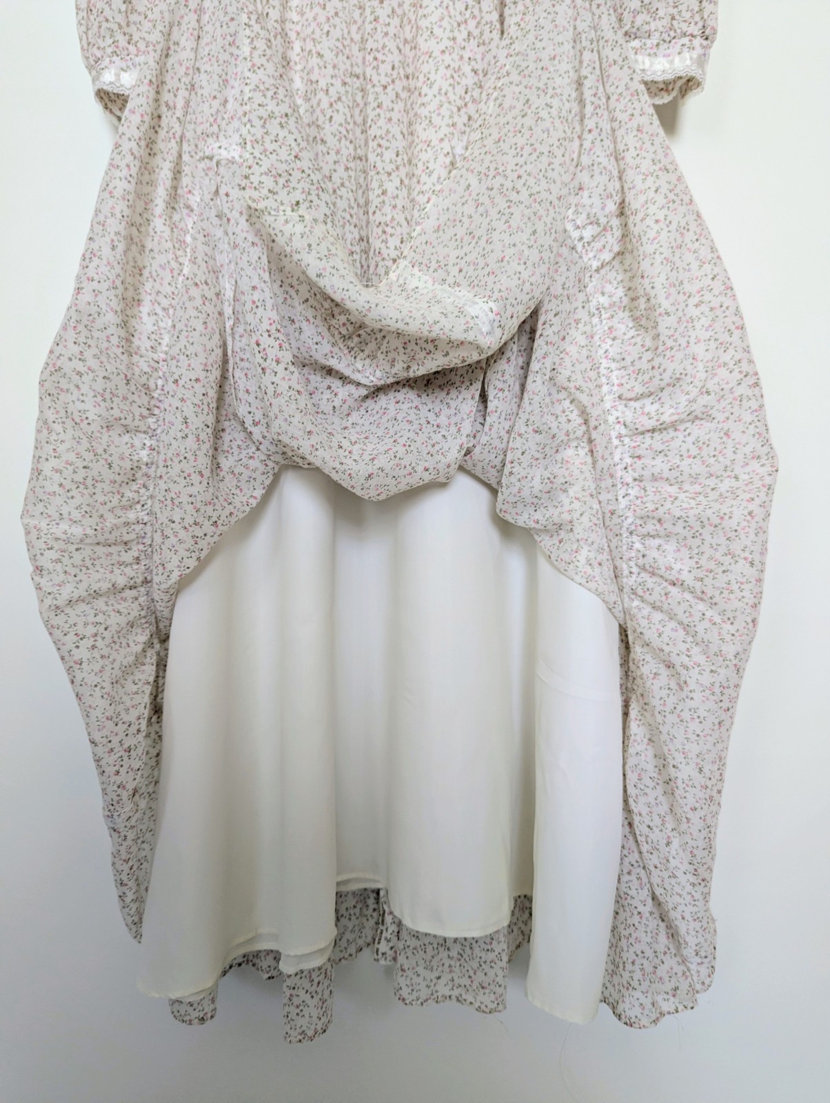 Gunne Sax by Jessica Vintage Victorian Prairie Maxi Dress Lace Ribbon Pearls