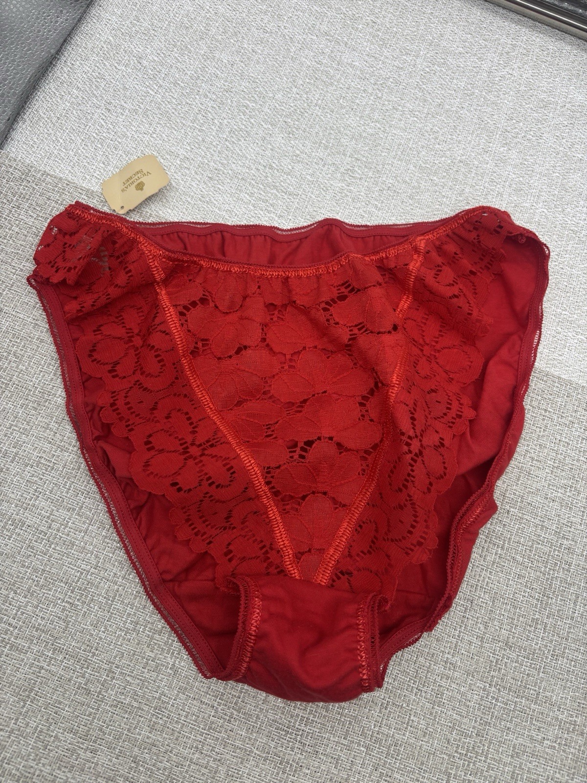 Vintage Victorias Secret Red Lace Hi Cut Panties NWT (Old Tag) Size 7