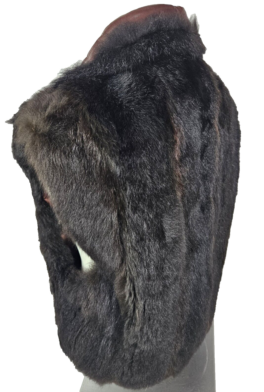 Andrew Marc New Zealand Opossum Fur Leather Collar Women’s Vest Size M