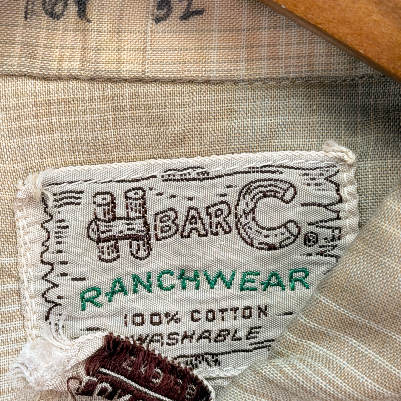 Vintage H Bar C Cowboy Western Tan Brown Shirt 1970s California Ranchwear 16-32