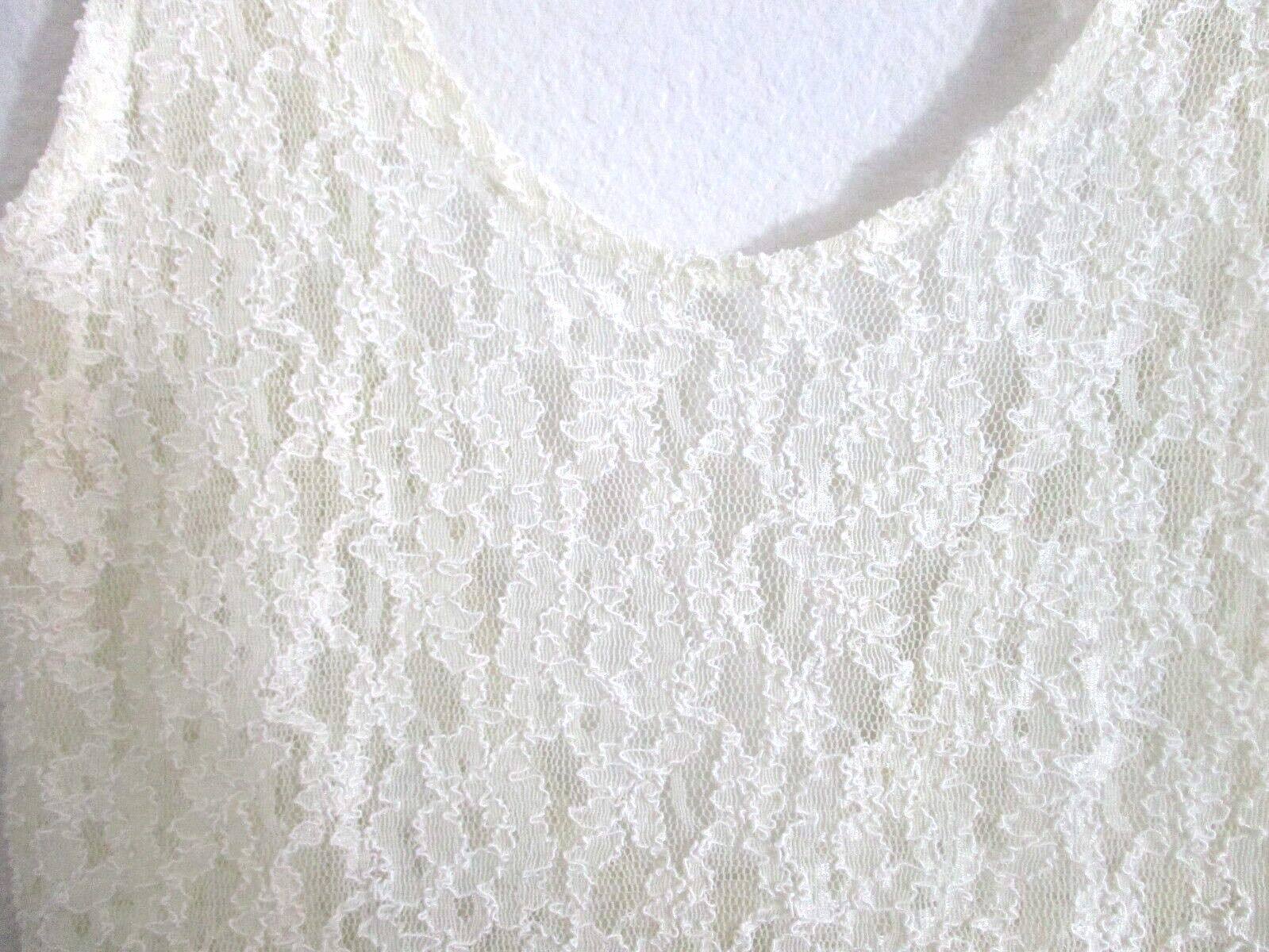 Vintage White Sheath Style Dress Lace & Net Side Split Size M