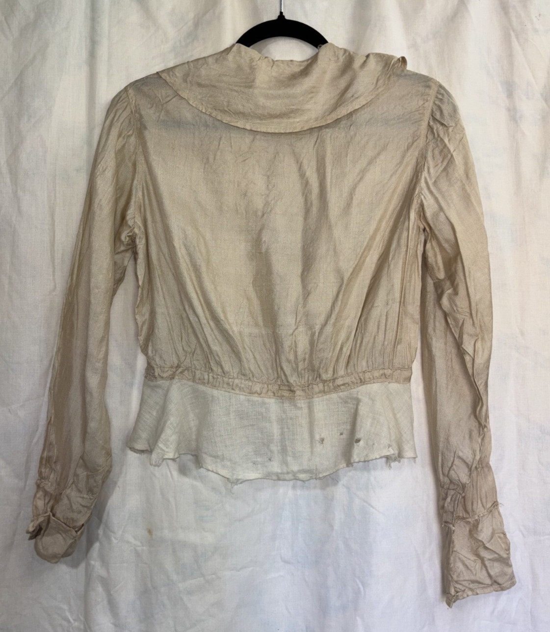 Antique Edwardian Victorian Women’s Taupe Silk Blouse Shirt Top As Found