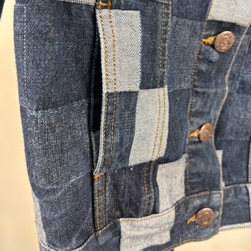 Vintage CJ Jeans Crest Women’s Medium Blue Checkered Colorblock Denim Jacket