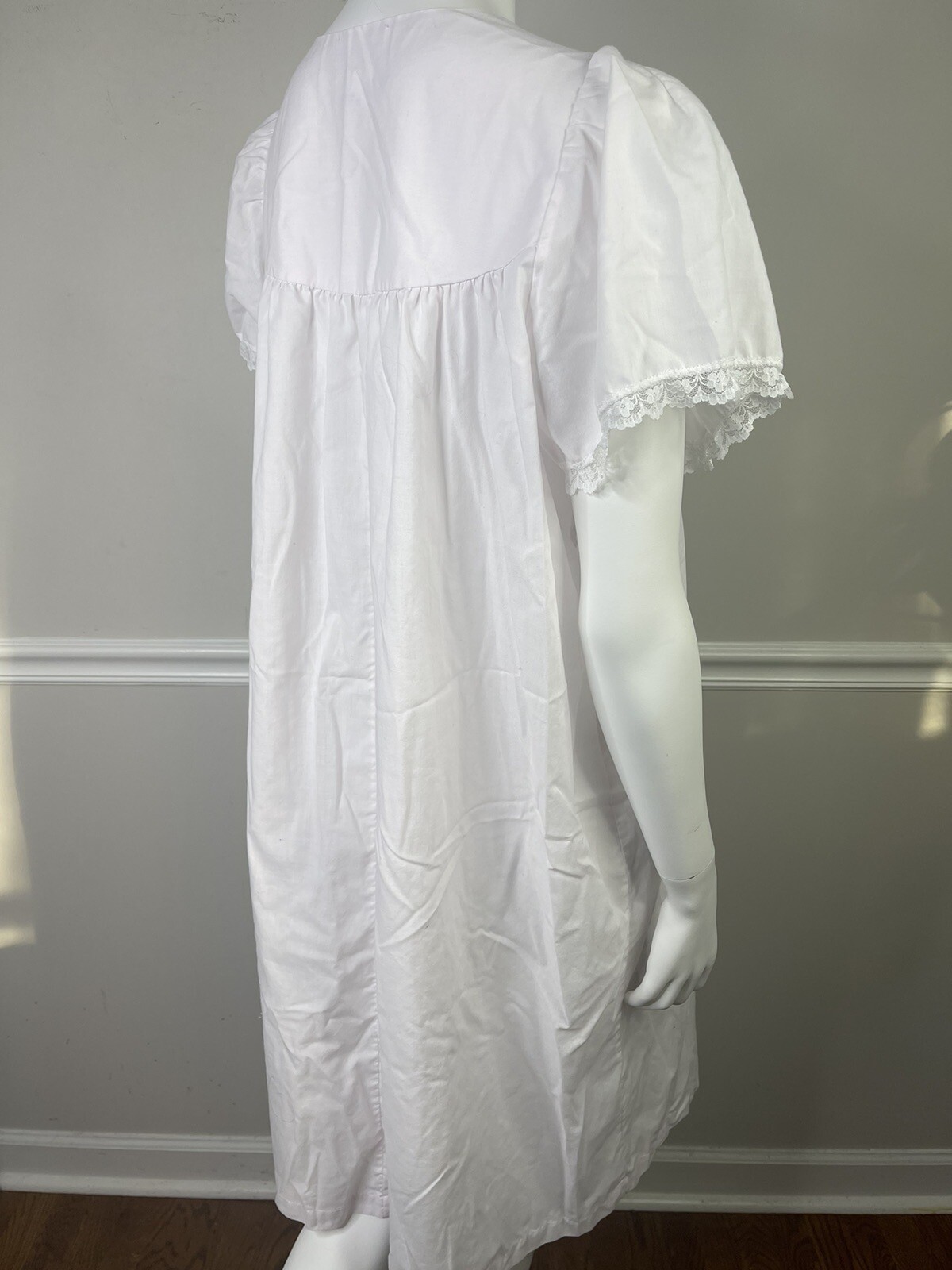 Vintage Carole Pink Semi Sheer Lightweight Cottage Prairie Nightgown Large