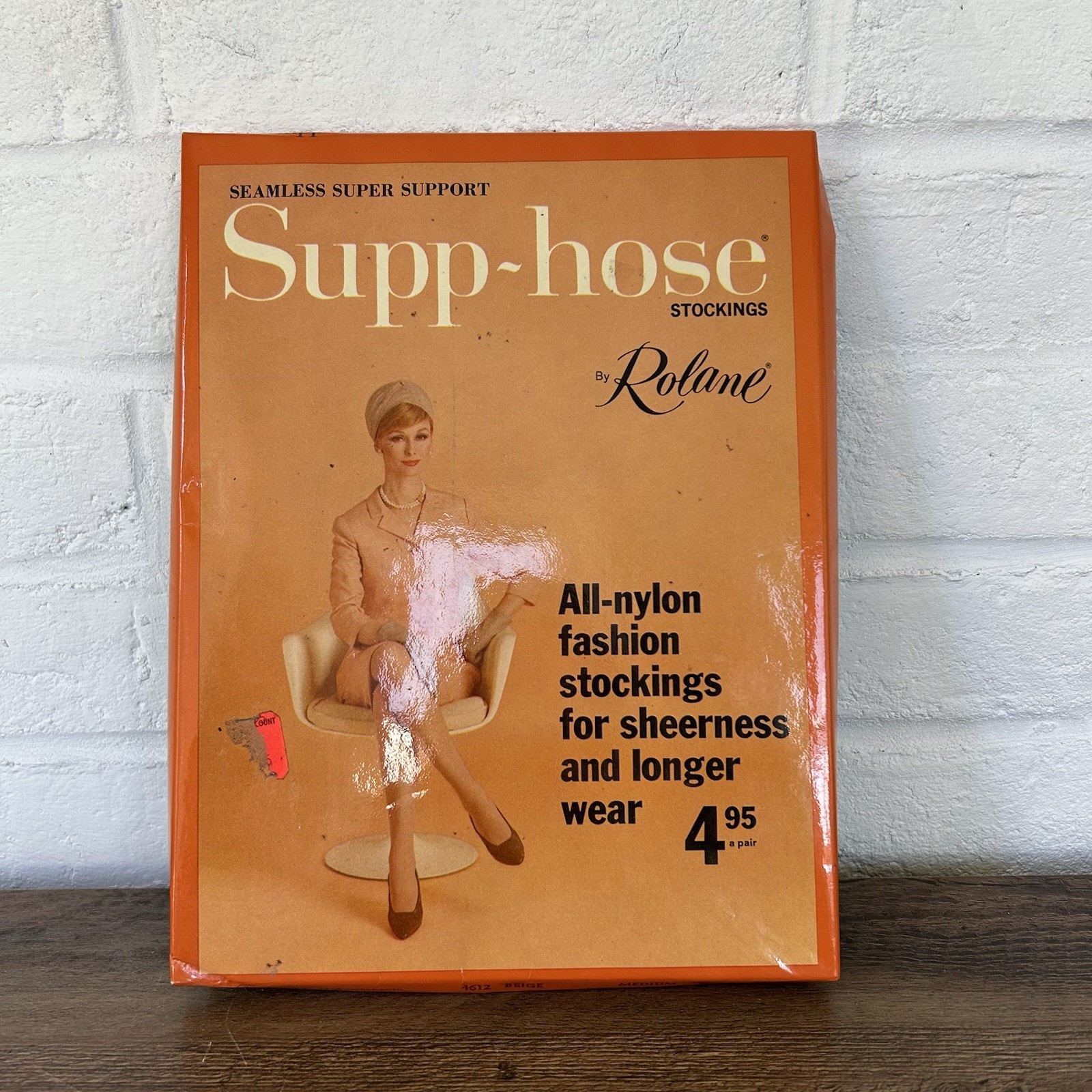 Vintage Supp-Hose Nylon Rolane Supreme Sheer Stockings NUDE BEIGE M 9 1/2-10