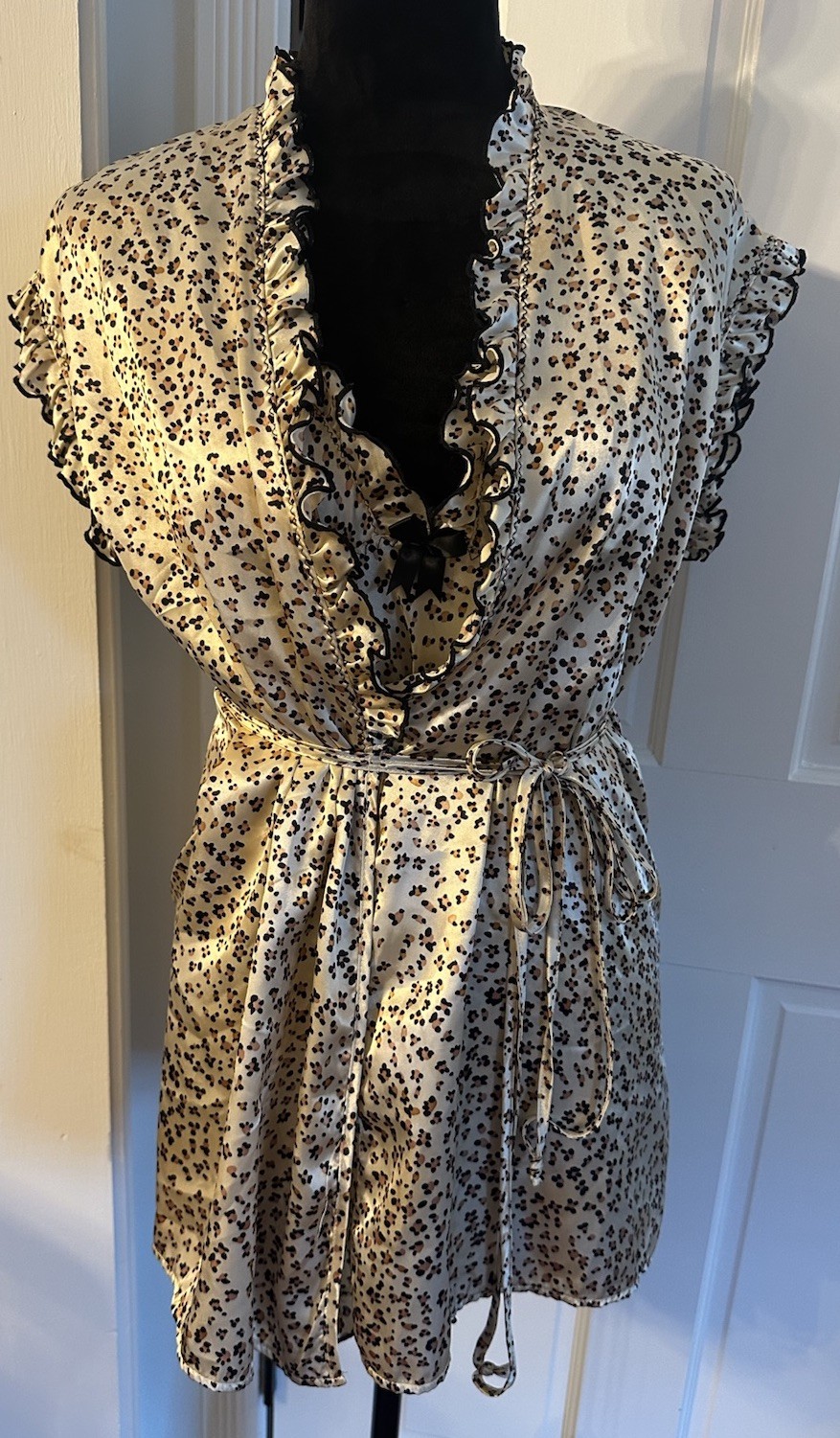 Vintage Cinema Etoile Seductive Wear Nightie & Robe Short Satin Leopard~Medium