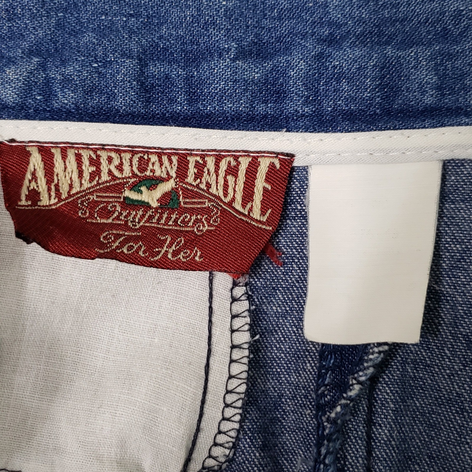 American Eagle Womens 31 Vintage Denim Midi Skirt Blue Pleated High Waist 90s