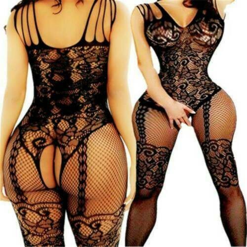 Plus Size Fashion Women Adult Sexy Sissy Lingerie Fishnet Bodysuit Body Stocking