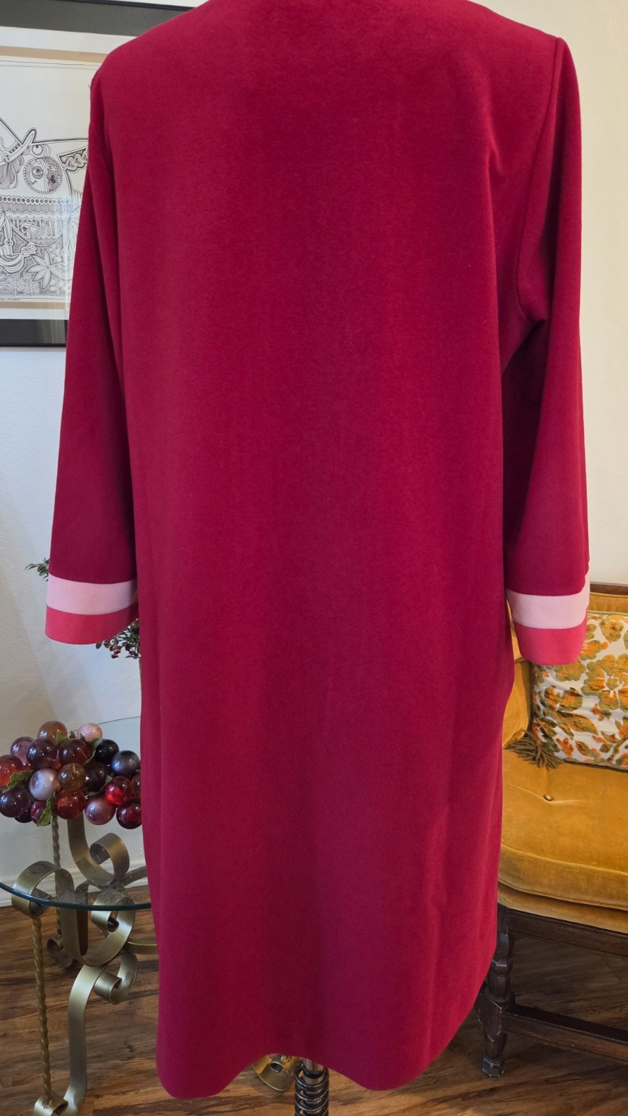 🦋70’s VANITY FAIR Sz 14 Housecoat 💕Pink Velour 1/4 Zip EUC