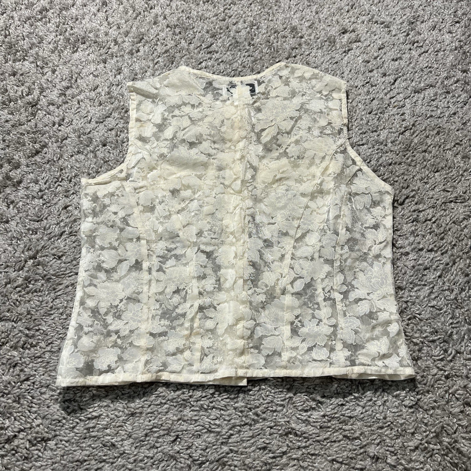 Vintage Armani Exchange Lace Floral Button Tank 90s Made In Italy White Designer