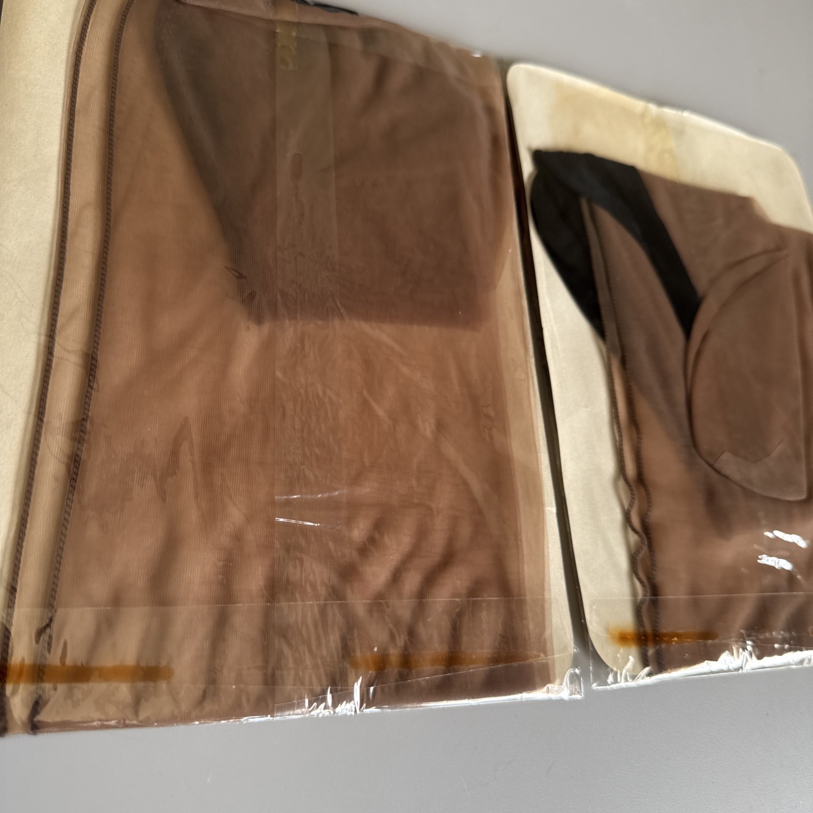 2 pair Vtg Fruit Of The Loom Dupont Nylon Fiddle Foot Stockings Florida Sand 9