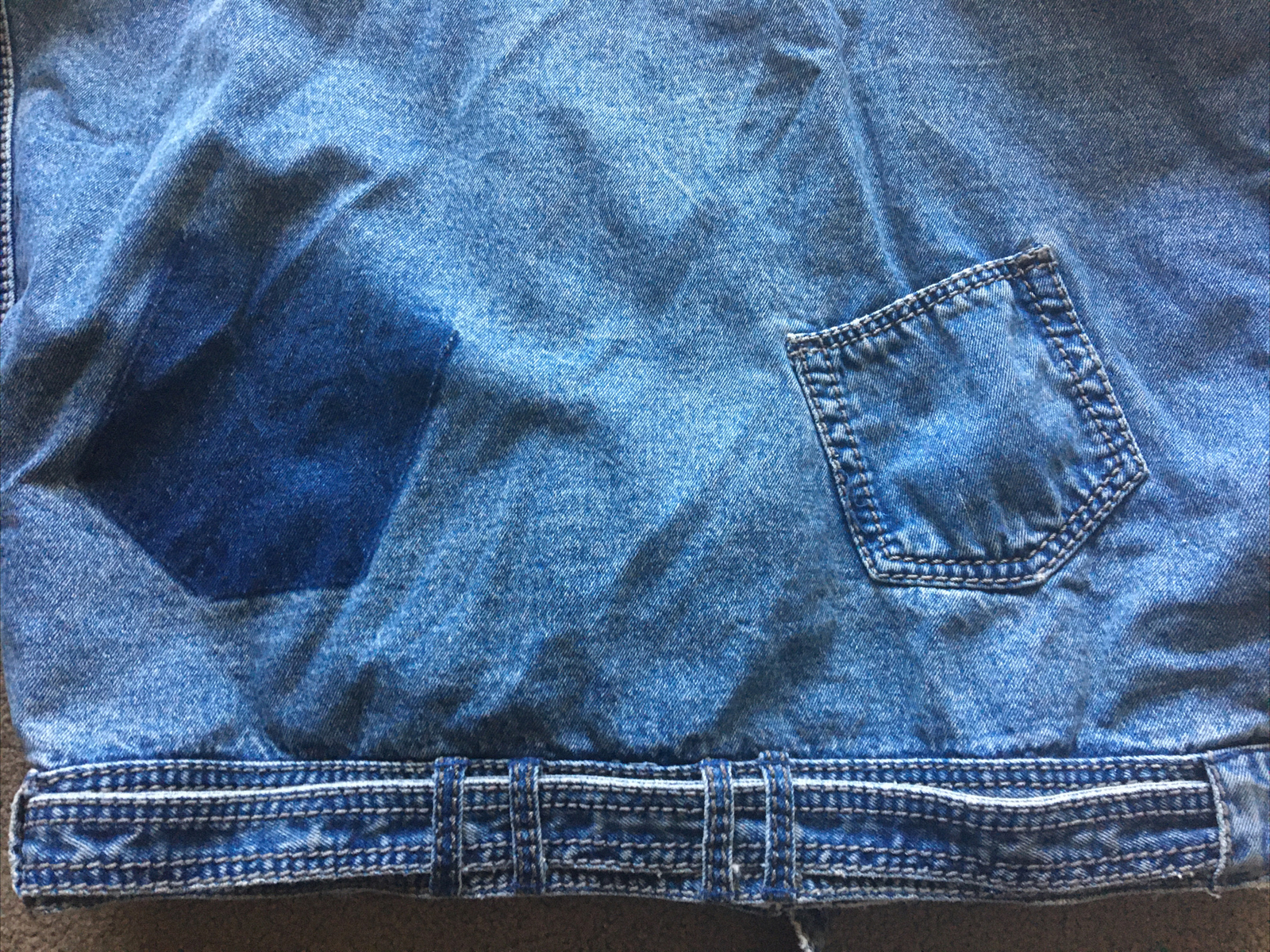 NO! Vintage Jean Jacket Insulated Pockets Belt Geometric Women’s Medium M BAGGY