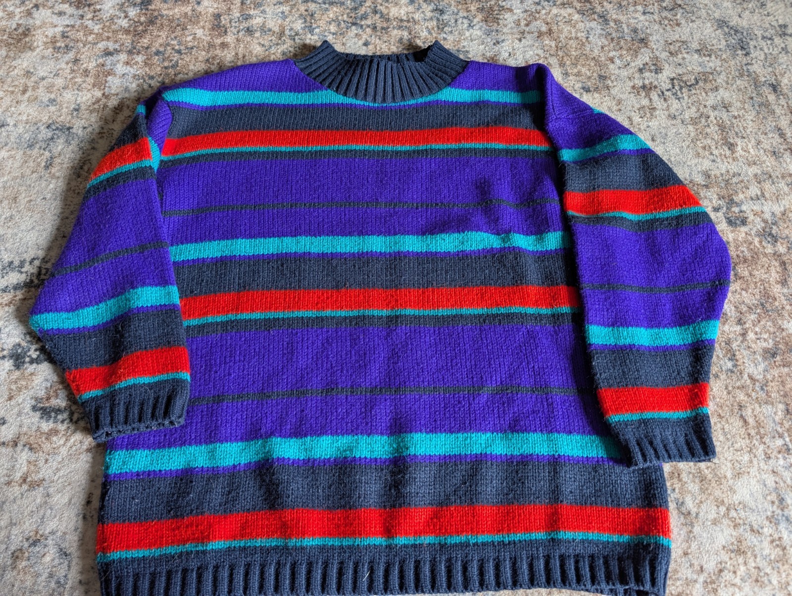 Vintage Croquet Club Striped Sweater 90s Colorblock Knit Womens L Mens S
