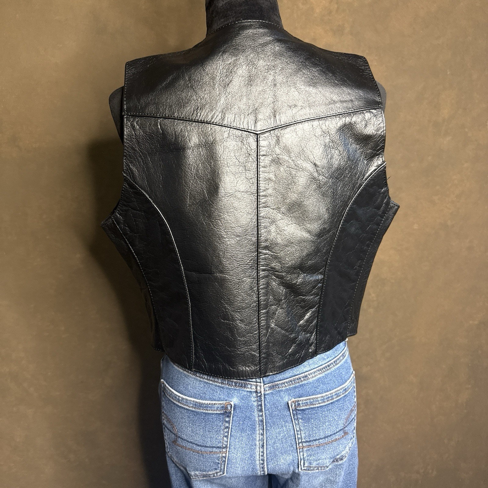 Vintage 90’s Ladies Leather Western style Vest Size 10 Protech Leather Apparel