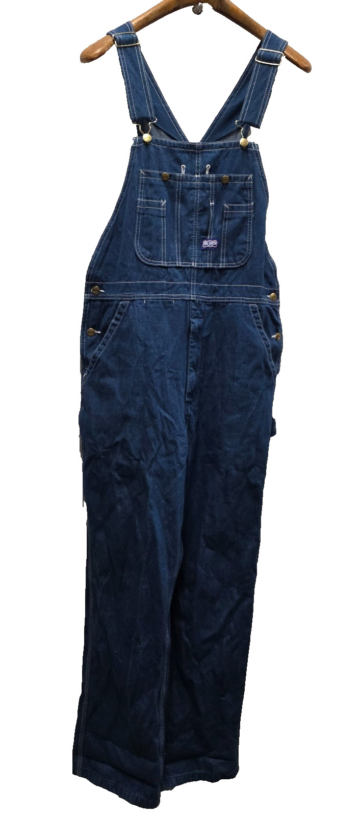 Vintage Big Smith Hickory Stripe Denim Overalls Railroad Workwear 34 x 32 Blue