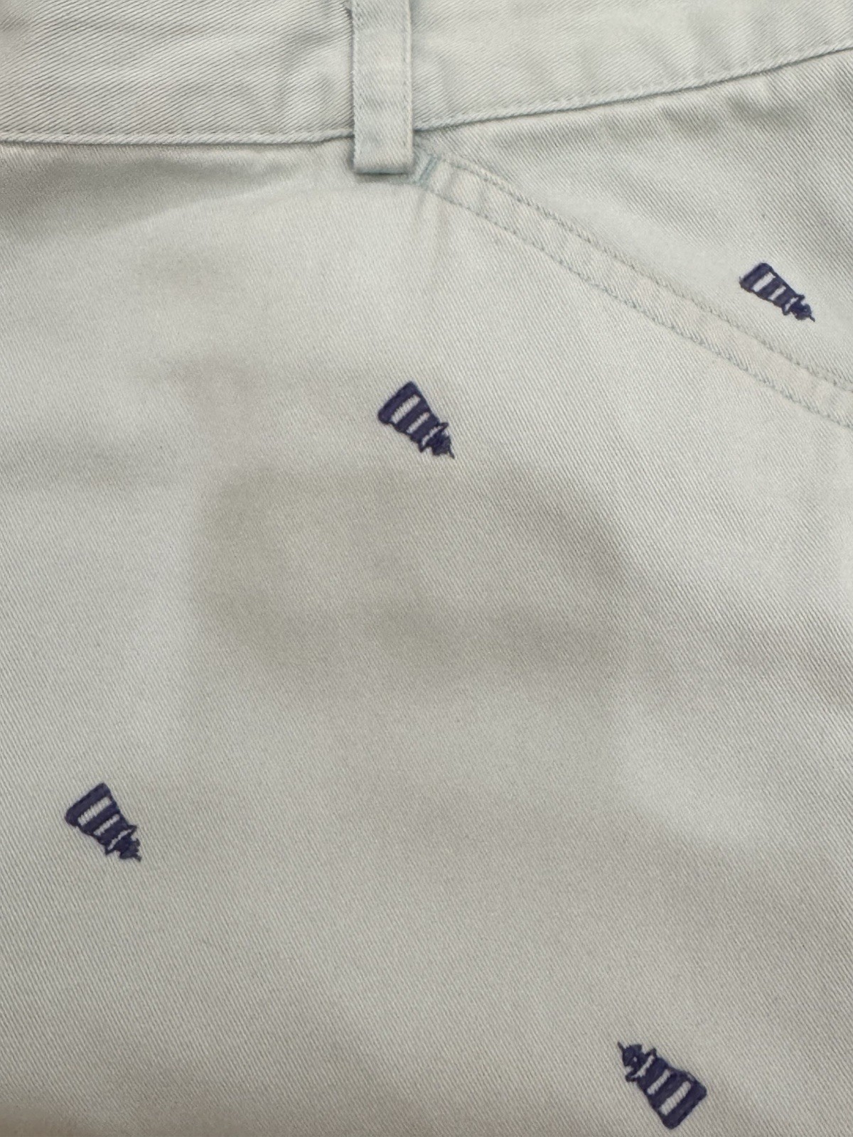 Vintage 90s LL Bean Critter Pants Womens 18, blue Lighthouse Embroidered