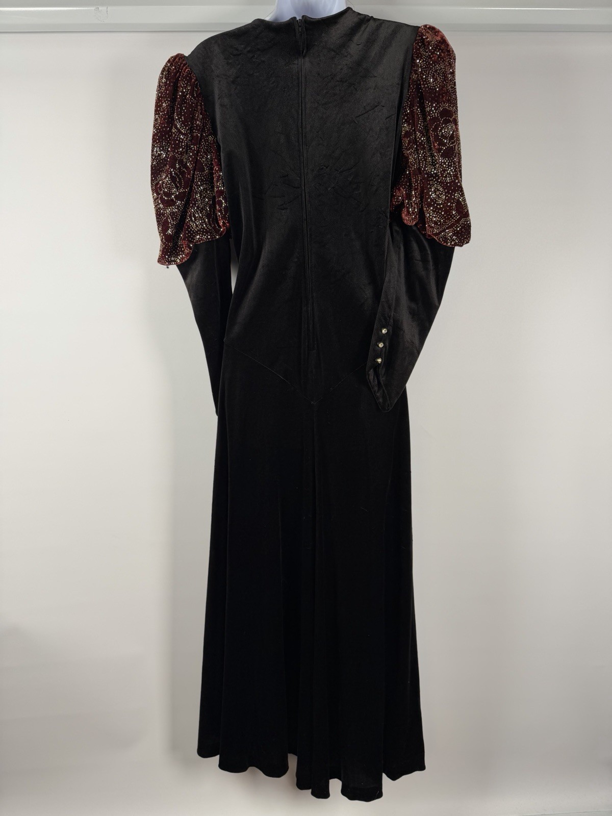 Vintage 80s David Brown Neiman Marcus Velvet Sequin Sleeve Gown