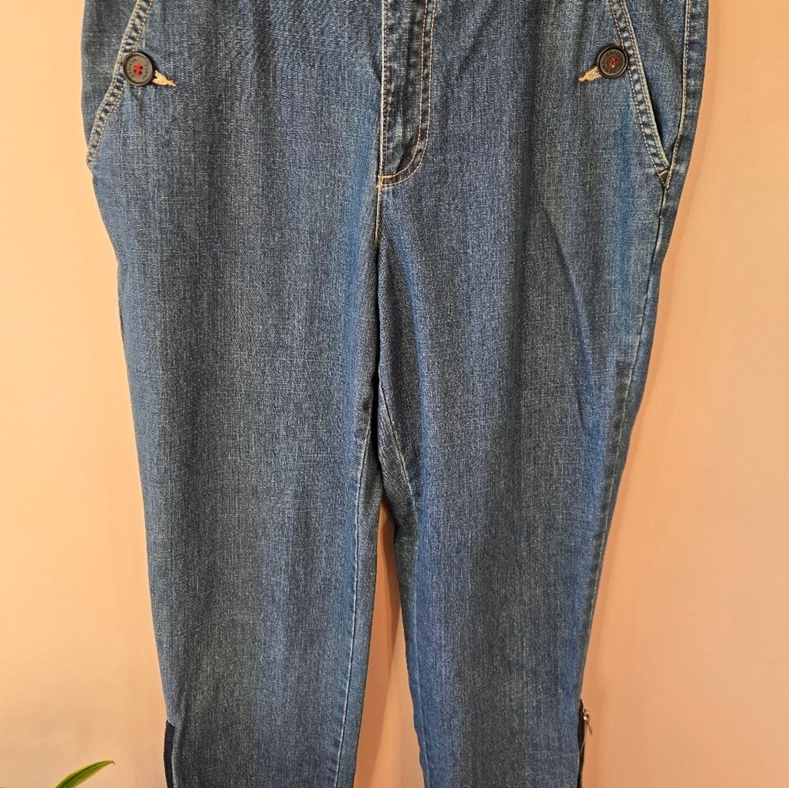 VTG Tommy Hilfiger Y2K High Rise Straight Leg Jeans Side Zip Ankle Size 12