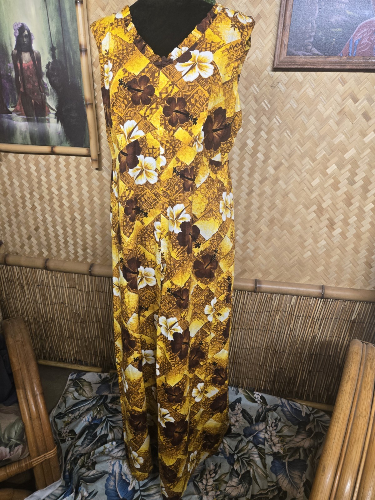 Vintage Hukilau Fashions Hawaiian Aloha Maxi Dress w1151