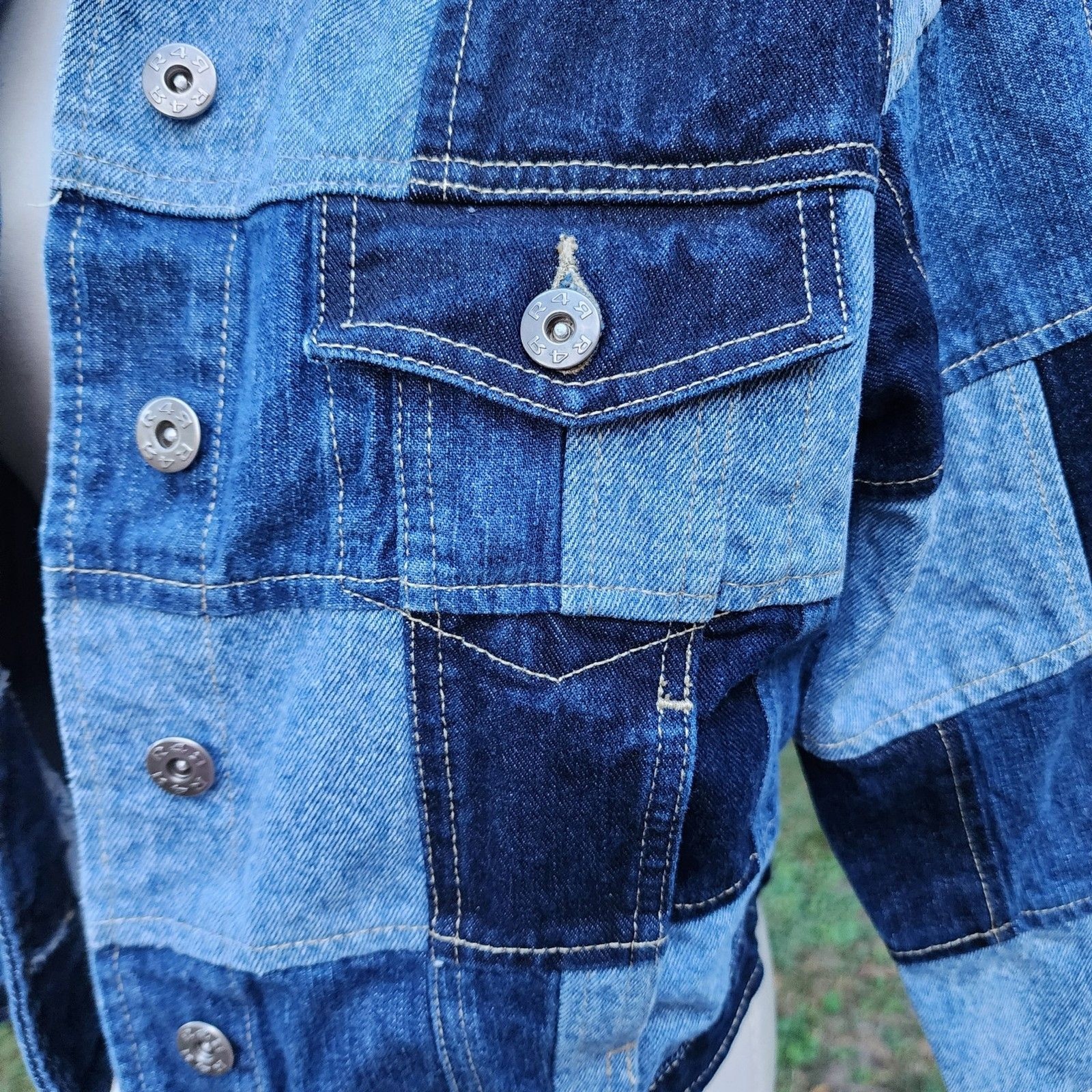 Vintage Patchwork Denim Jacket 1990s does 1970s Rav 4 Real Cotton Jean Jacket