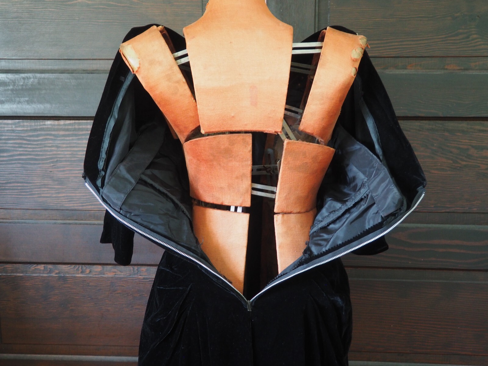 VTG 30s 40s Black Velvet Rhinestone Glam Pinup Party Cocktail Formal Dress Sz M
