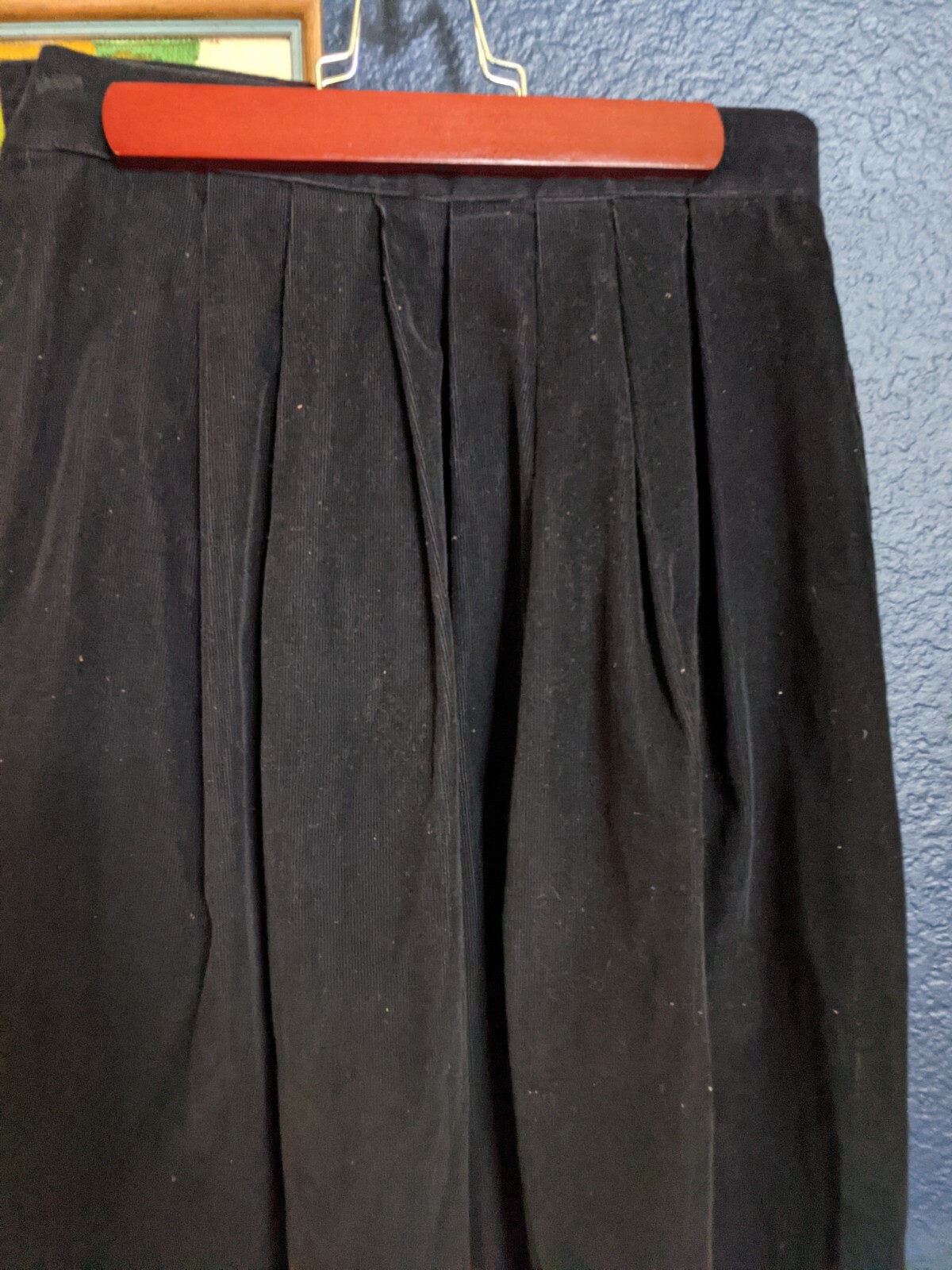 VTG Allen Lolly Nottingham England Black Corduroy Skirt Cotton 8 Petites Medium