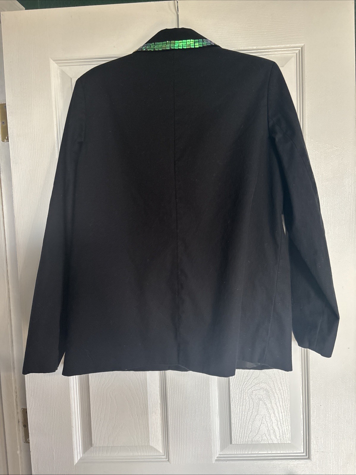 Vintage Quaker Factor Black Blazer with Green Holographic Trim