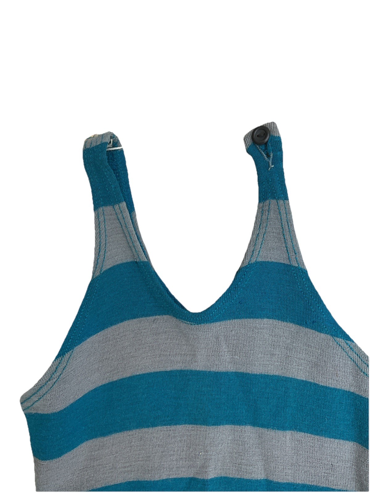 VTG 1920’s Wool Bathing Suit Art Deco Turquoise/grey Stripes Unisex ?