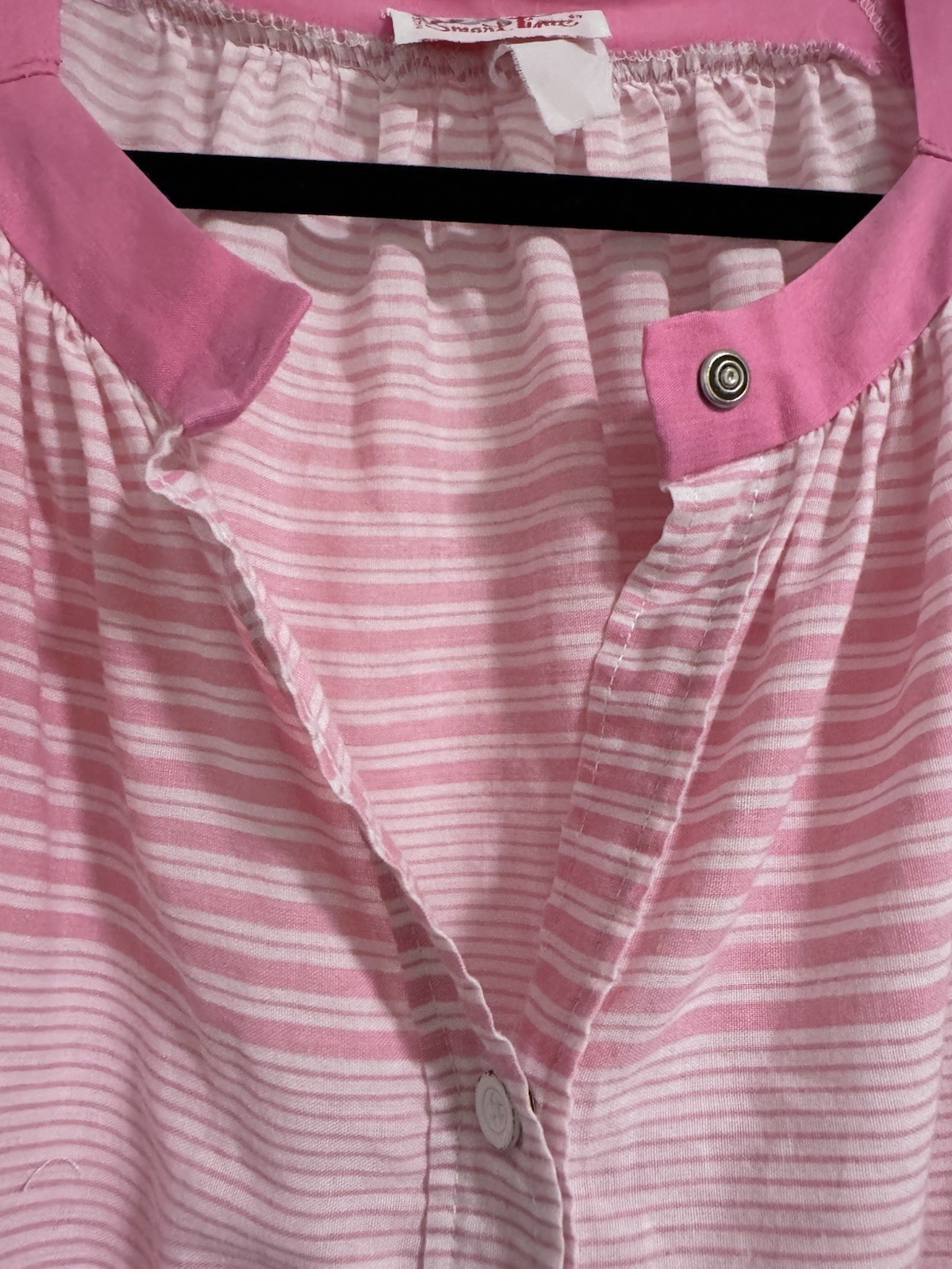 Vintage House Dress Pink White With Floral Detail Comfy Mumu Nap Dress 1980s VNT