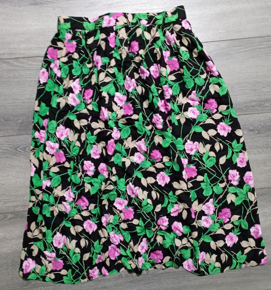 Diversity Vintage Skirt Adult Womens Small** Green Black Pink Rayon Pockets