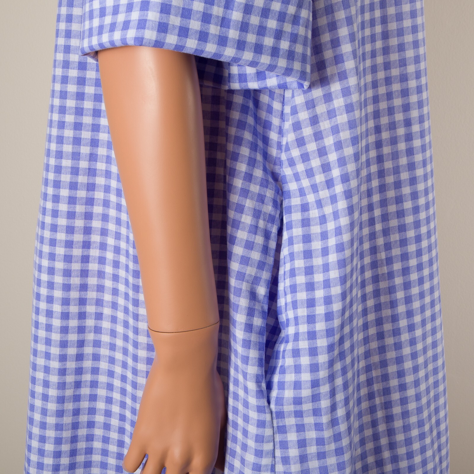 💖 SMART TIME Size M Blue Gingham Robe Housecoat MuMu Snap Pockets Red Trim