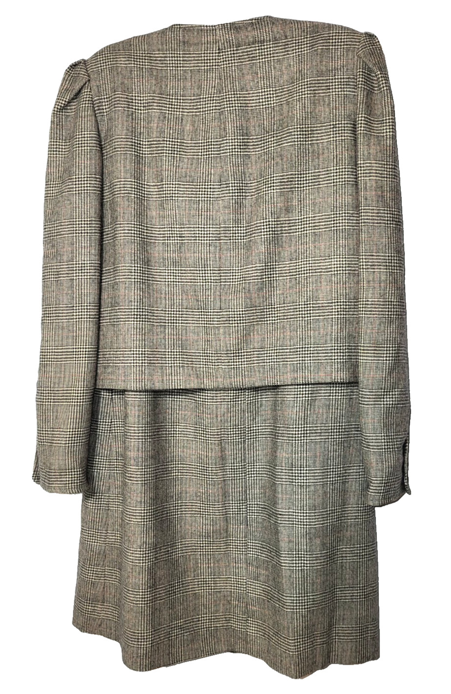 VTG SFAbulous Glen Plaid Cropped Offset Buttoned Blazer Pleated Skirt Set Sz 6/8