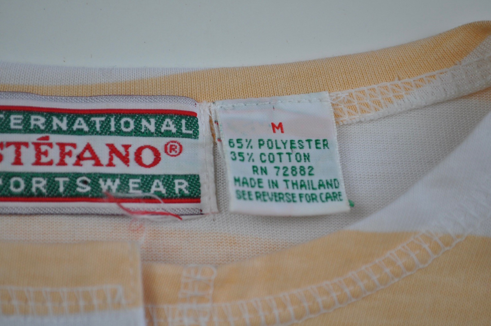 Vintage Top Women’s Stefano Peach and White Stripe Shoulder Pads 1980s