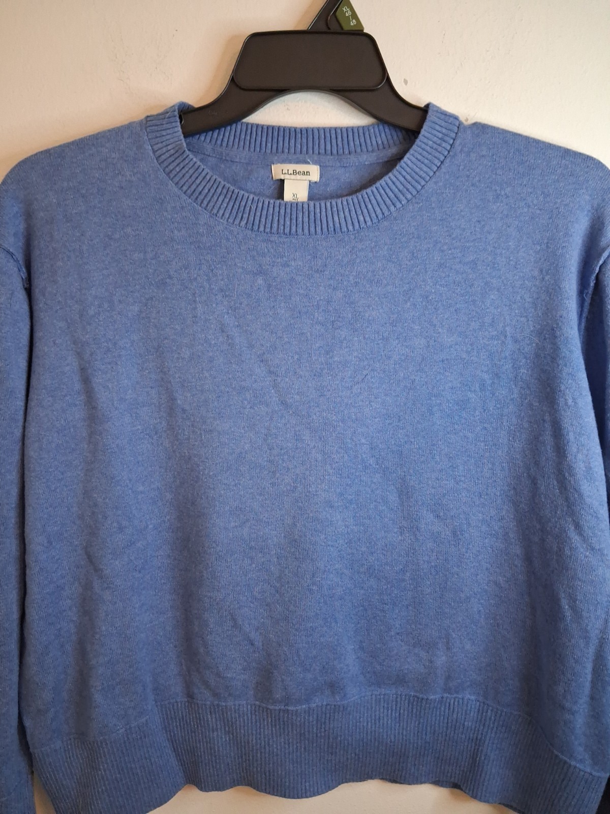 LLBean Cashmere Blend Crewneck Pullover Sweater XL Pet Blue Quiet Luxury Vtg