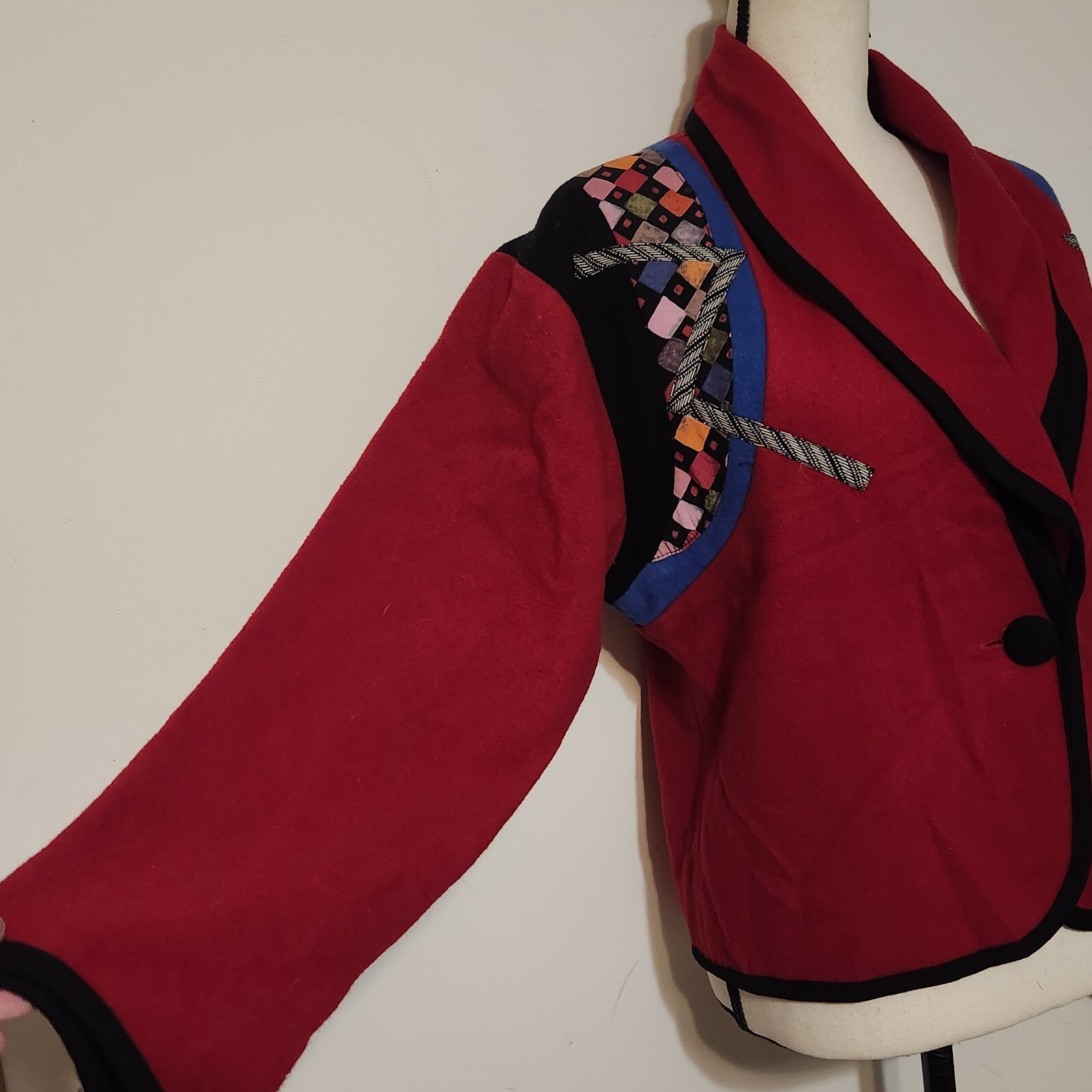 Vintage Canvasbacks Lutton & Horsfield Wool Retro Patchwork Jacket SZ S/M