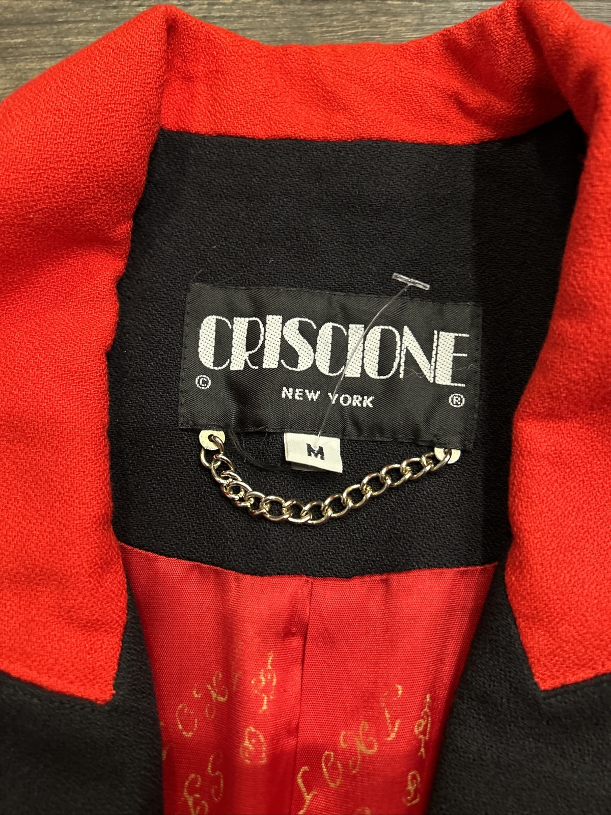 Vintage CRISCIONE New York Blazer Jacket Sz M Red and Black Animal Print