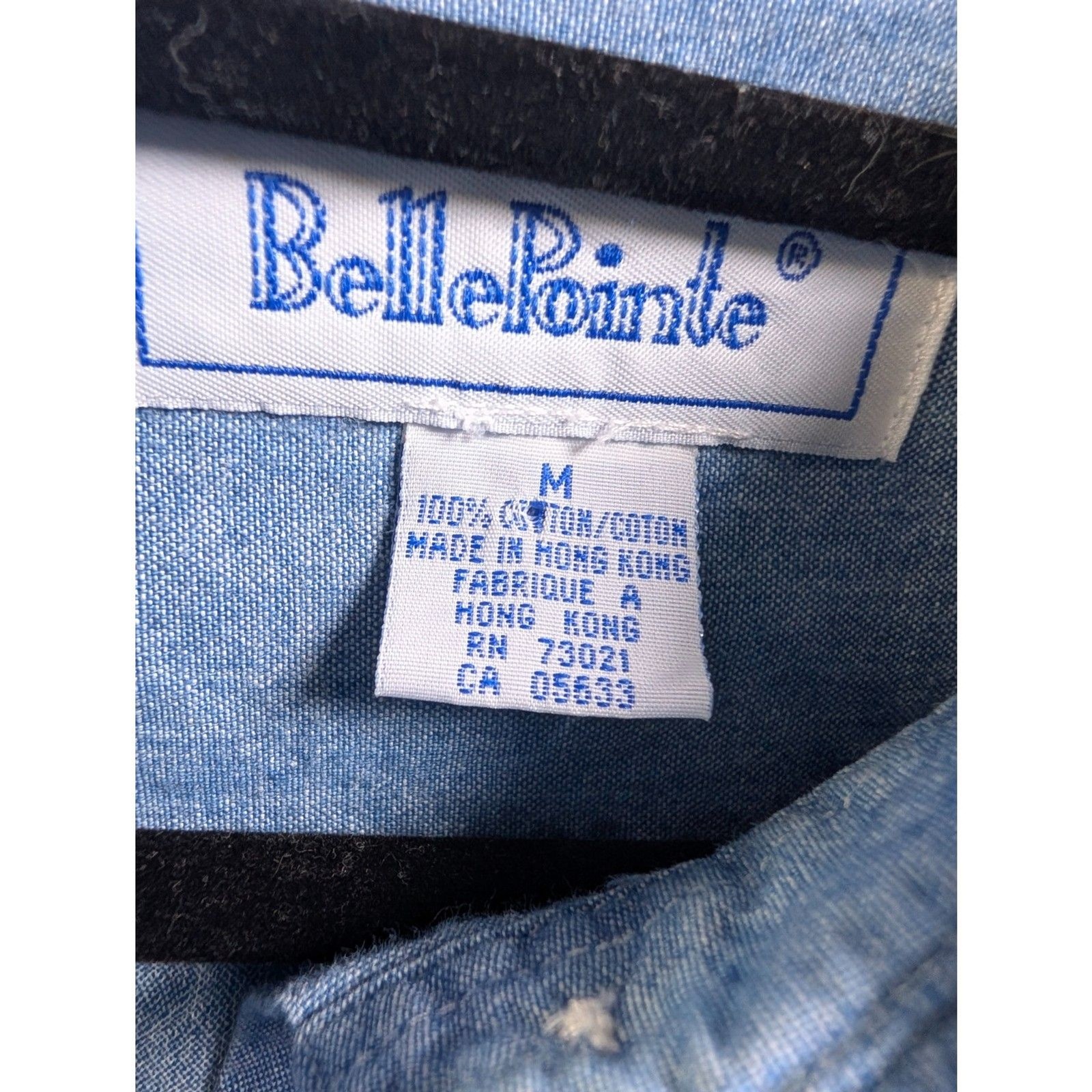 Vintage BellePointe Chambray Shirt Patriotic Star Buttons Americana Cottagecore