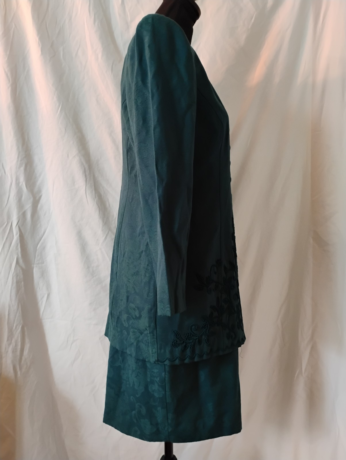 Vintage Karin Stevens Hunter Green One Piece Dress Petites Size 8 Floral