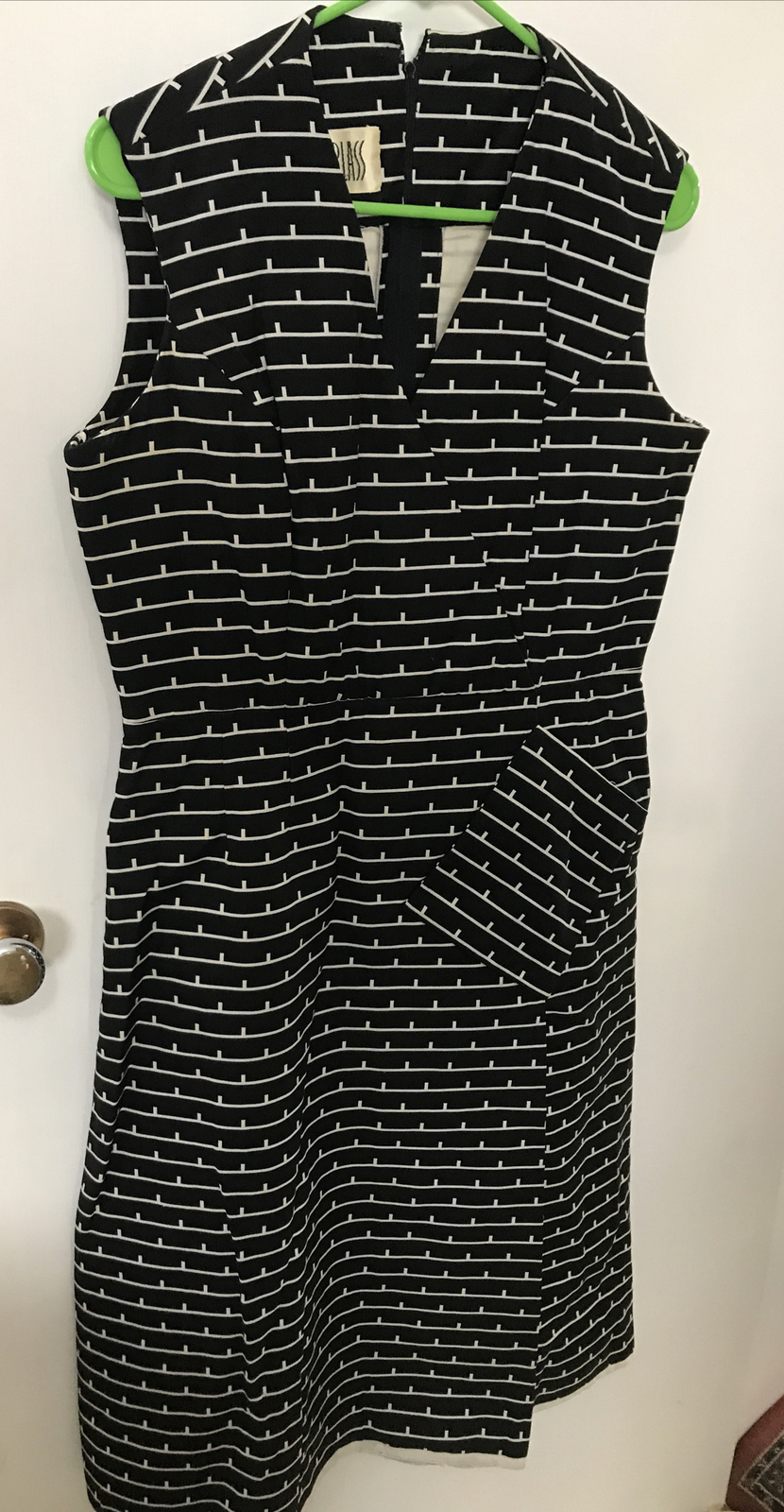 Vintage Bill Blass Couture Dress Size 12 Black White Faux Wrap 1980s