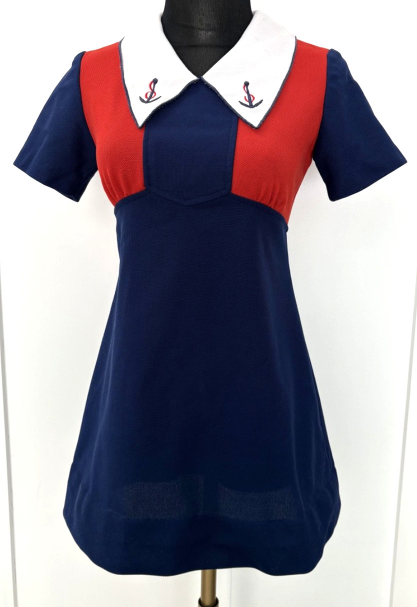 Vintage Teena Paige Fashion Color Block Mod Sailor Dress