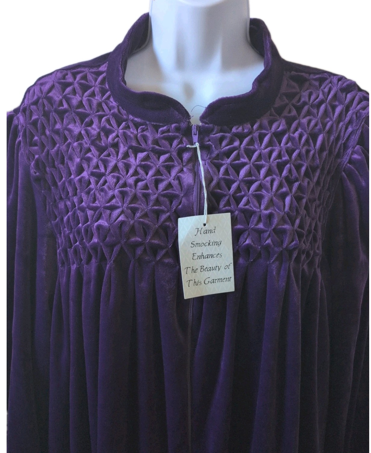 Vintage Women’s Saybury Pintuck Velvet Robe Purple Night Gown Lounger – 3X – New