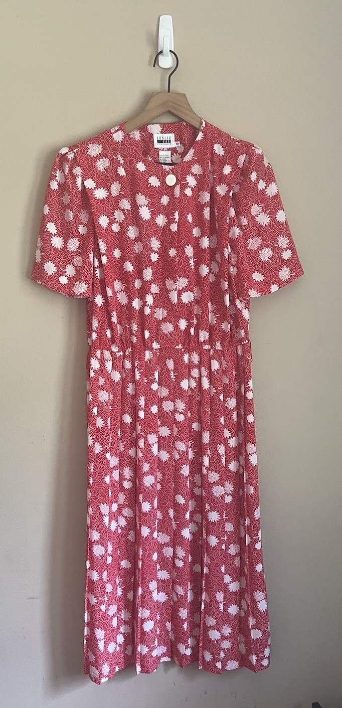 Vintage Shirt Dress Polka Dot Womens Size 10 Secretary Leslie Fay Grandma 90s
