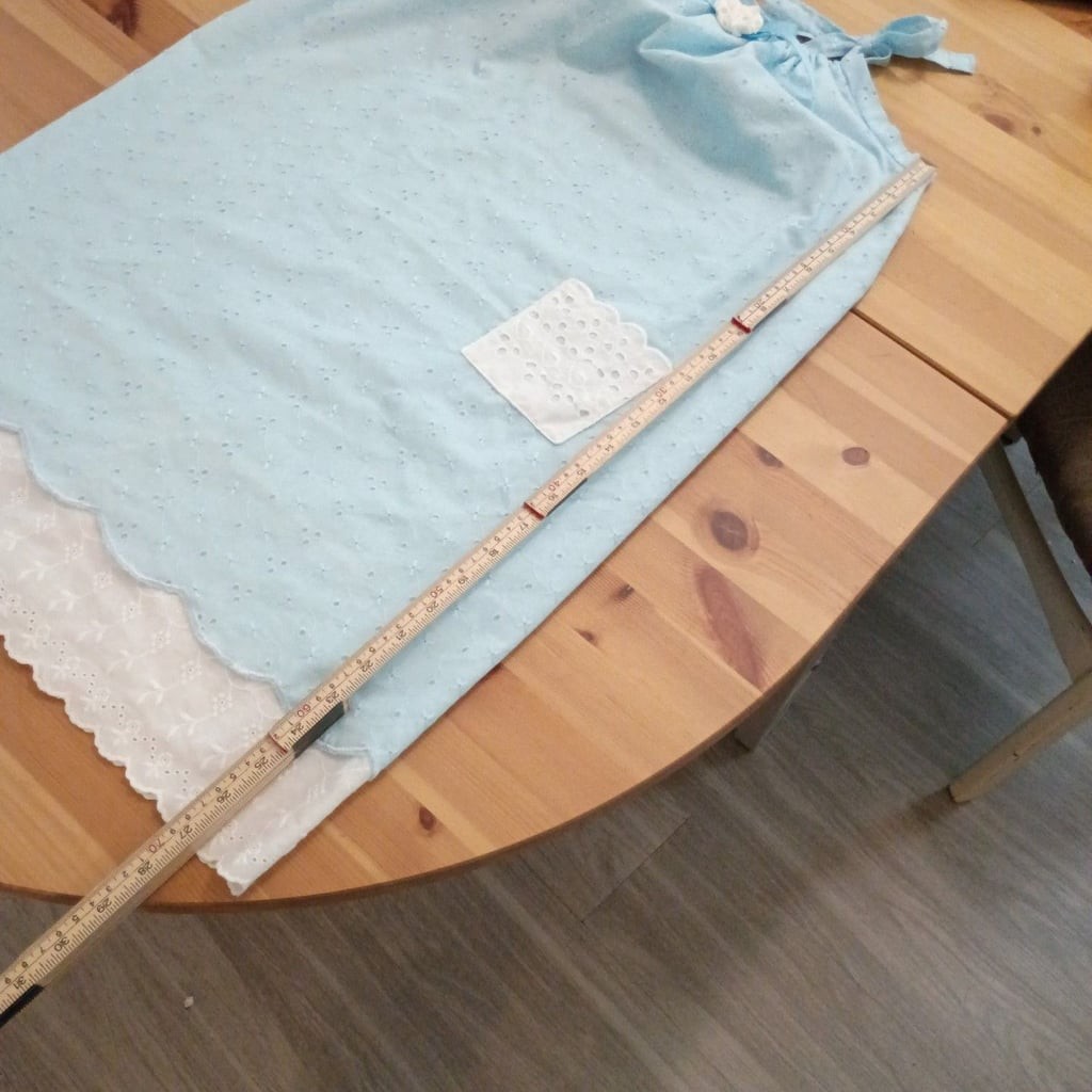 Vintage Light Blue Cottagecore Cotton Eyelet Nightgown with White Lace Trim and