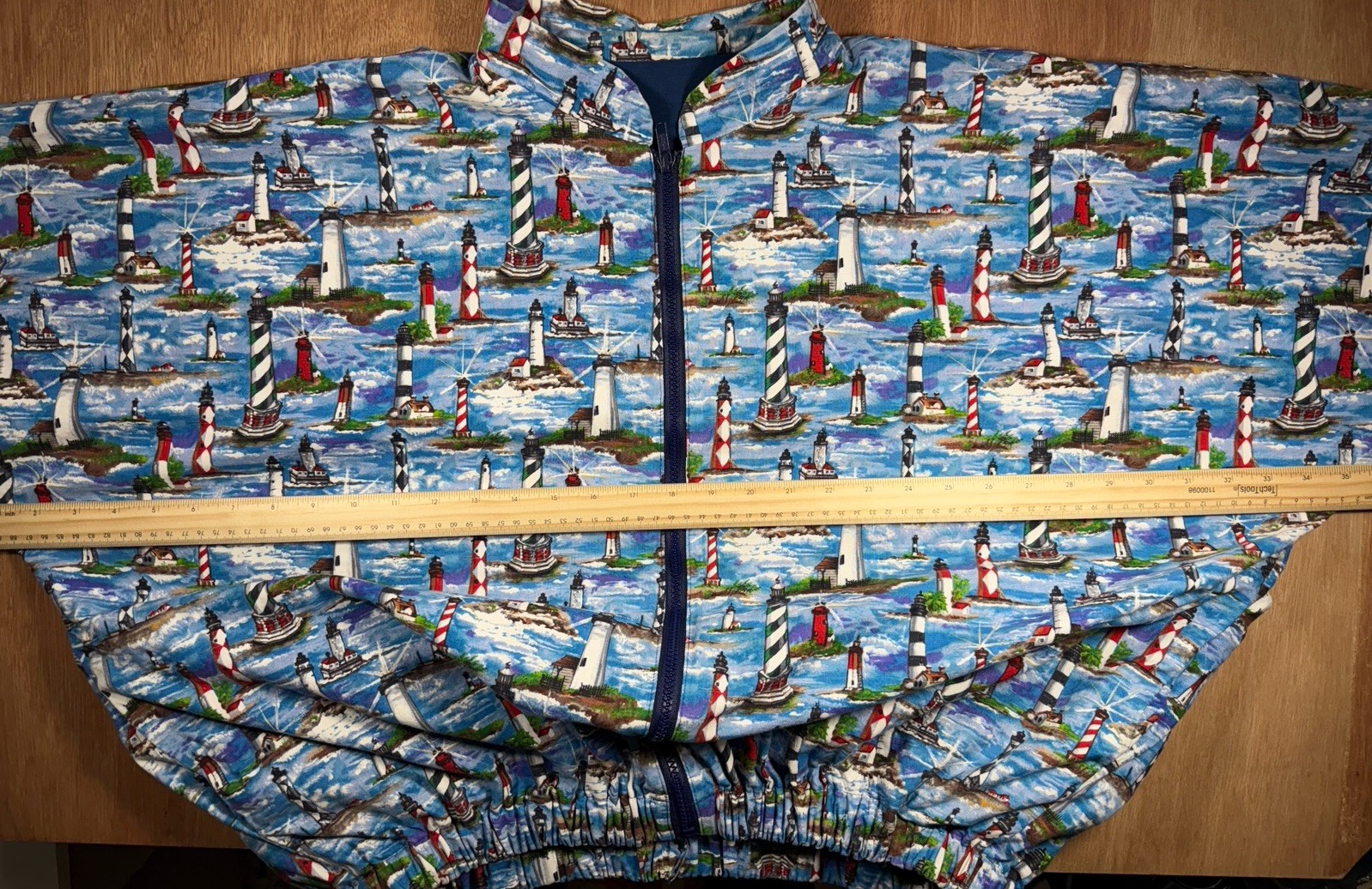 Vintage Lighthouse Coastal 70-80’s Cottage Bomber jacket Women XL Grandma Whimsy