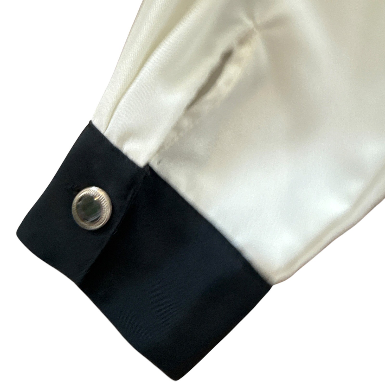 Collections by Josephine Tuxedo Blouse Pleated Bow Secretary Top 14 Black White