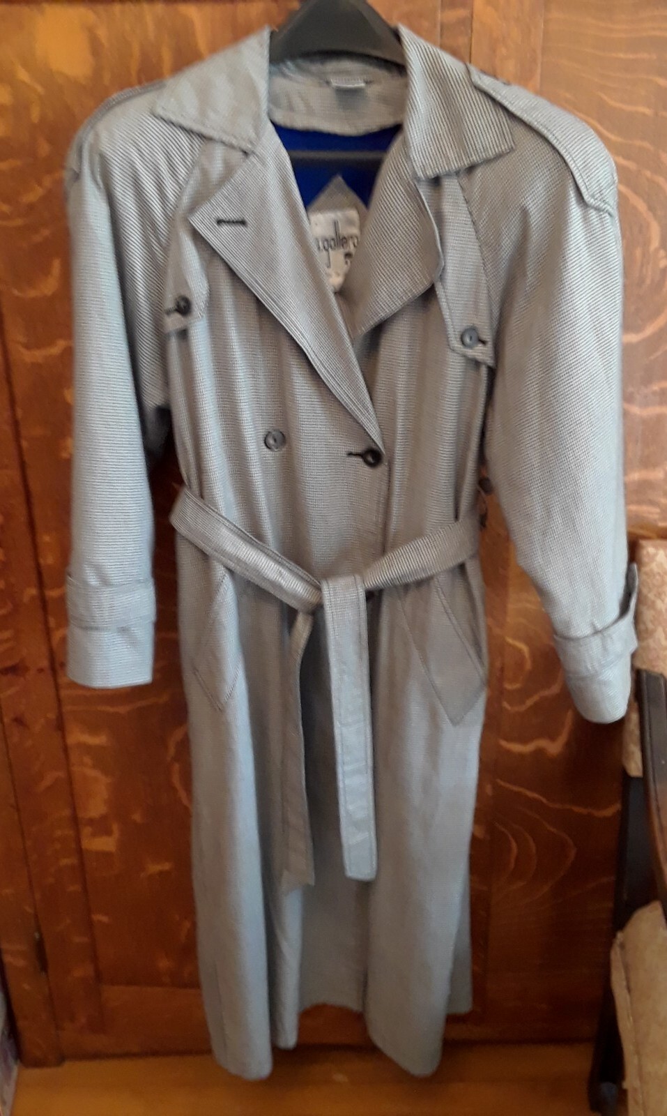 Vtg. 80s J. Gallery Midi Black And White Plaid Rain/winter Woman’s Coat Sz.7/8