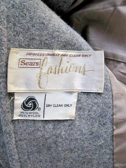 VINTAGE 1970 GRAY WOOL PRINCESS STYLE HOODED BELTED FLARE COAT – SEARS FASHION