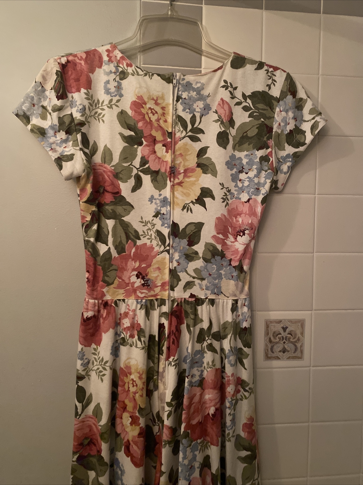 1980s Garden Modest Long Party Dress Carol Anderson California Rose Cotton Sz 4