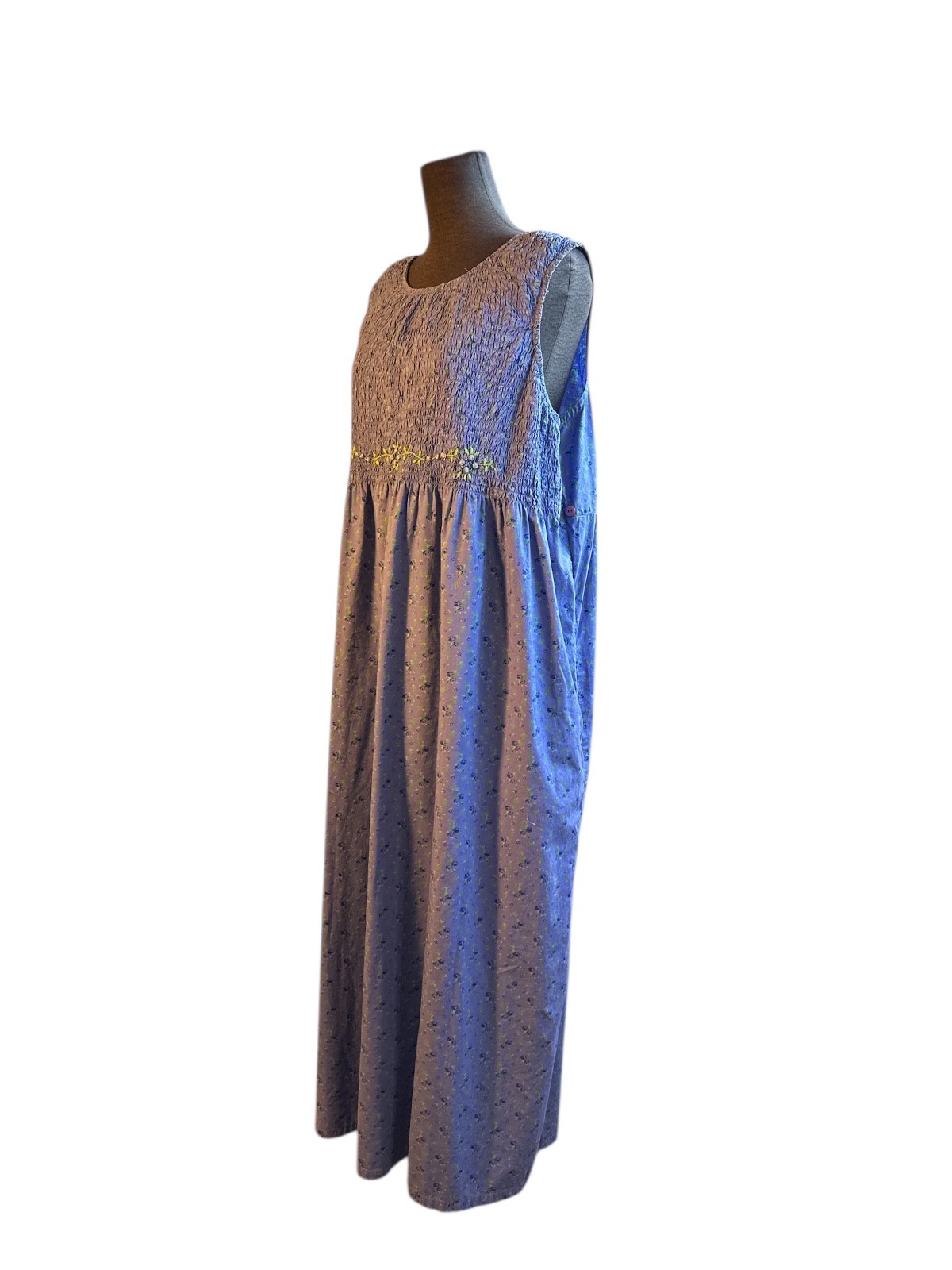 VTG 90s Y2K Pudding Shop Garden Cottage Core Prarie Jumper Maxi Dress 4 Pockets